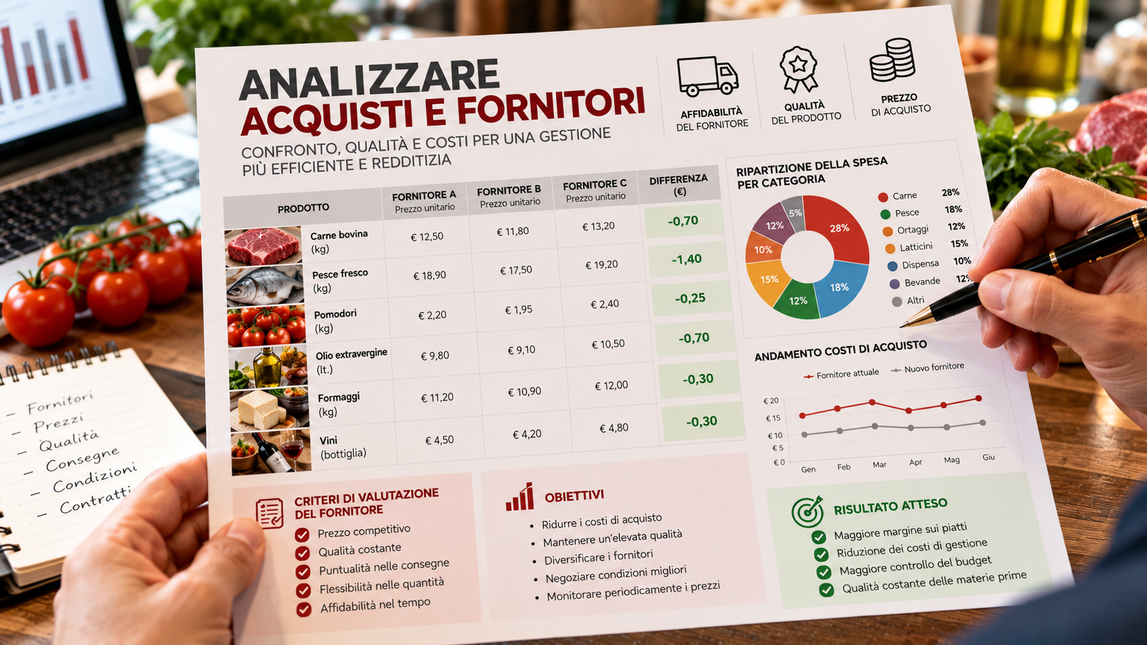 Analisi acquisti e fornitori ristorazione